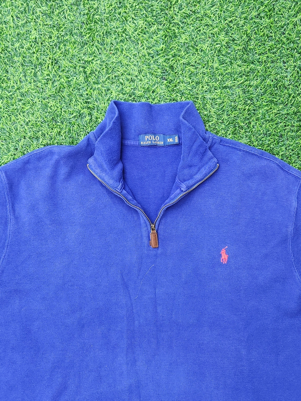 Polo Ralph Lauren Sweater Mens Size 2XL Blue Flesh Pony Logo Knit Estate Rib